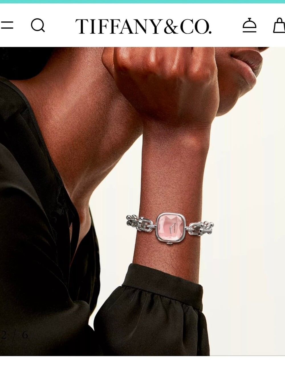 Tiffany & Co. Pink Dial Sterling Link Bracelet Watch